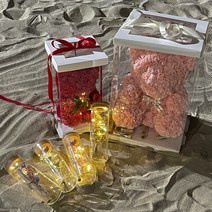 나루플랜트 LED 플라워베어&편지지 장미곰 로즈베어 비누베어 장미베어 장미꽃곰돌이 특별한편지지 여자친구 남자친구 100일 200일 300일 선물 기념일, 블루마가렛