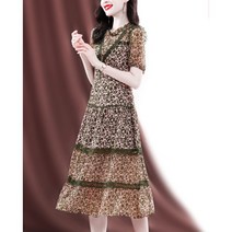 쉬폰원피스패션 하프기장원피스 2022 여름 스타일리쉬 반팔 플라워 작은 키 패치워크 레이스 4807535206