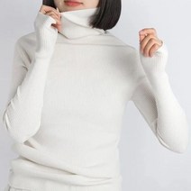 포근한 겨울 목폴라 여성 손토시 골지 니트 긴팔 티셔츠