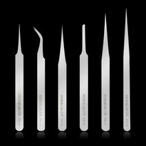 NEWACALOX 6 개/대 ESD 정전기 방지 자기 비 부식성 스테인레스 스틸 핀셋 세트 전자 전화 수리 도구, FTS6pc