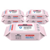 리꼬 유아용품 세정 제균 소독티슈 캡형 50매입, 430g, 4개