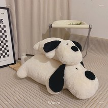 화이트앤블랙 강아지 바디필로우 등받이 롱쿠션 인형 2size