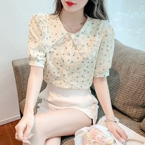 2022 우리들의블루스 한지민 이영옥 꽃가라 꽃무늬 패턴 반팔 블라우스 의상 패션