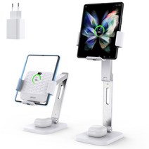 ANPULES 2in1 무선충전기 폴드4/3/2 핸드폰 무선충전거치대 아이폰 에어팟 호환 삼성 이어폰 F10-S10, 화이트