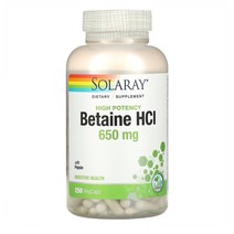 솔라레이 (Solaray) 하이 포텐시 베타인 HCl 650mg 영양제 1병 250개 알약, 250정