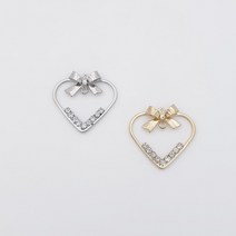심플 하트라인 미니큐빅 리본펜던트(양고리)