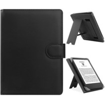LIUDENWIN 15.2cm(6인치) 17.3cm(6.8인치) 페이퍼화이트 E-리더기용 범용 케이스 Kobo Clara HD/Kobo Clara 2E 가죽 스탠드 커버 15, Black