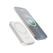 이메이션 맥세이프 보조배터리 겸 유무선 동시 고속 충전기 5000mAh 마그네틱형, 화이트