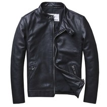 모터사이클자켓 바이크자켓 레이싱 가죽 자켓 할리 새로운 탑 레이어 소가죽 스탠드 칼라 슬림 피트 오토바이 남성 캐주얼 빅사이즈, 4xl, 검은색