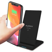 고속 무선충전 거치대 스탠드 쿨링 LED 안전 사무실 데스크 홍보 판촉 대략 인쇄 가능, 블랙, 1개