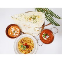 [파티팩 SET] 인도커리2종+난3종+치킨비리야니+알루사모사+플레인라씨200ml, 버터치킨, 카다이프라운(난3+비리야니+사모사+라씨200)
