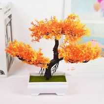 분재 나무 조화 인공 식물 작은 냄비 꽃 화분 장식품 홈 룸 테이블 장식 호텔 정원, Orange