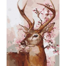 행운꽃사슴 2 (캔버스) 명화그리기 40x50, 단품
