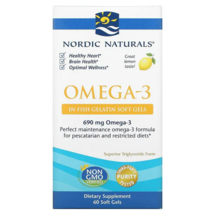 노르딕 네추럴스 오메가3 345 mg 60정 Soft Gels 레몬 맛 젤라틴 EPA DHA 이피에이 로즈마리 추출물