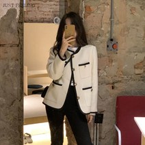 JUST FEEL!NG 가을 심플 패션 슬림핏 귀엽다 숙녀 쇼트 톱 트위드자켓