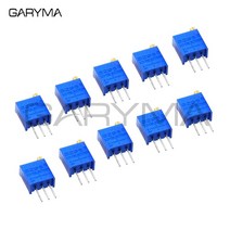 10pcs 3296w 키트 고정밀 3296 50 100 200 500 옴 1k 2k 5k 10k 20k 50k 100k 200k 500k 1m 옴 trimpot 트리머 전위차계, 10옴