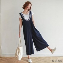 F1126/상큼 발랄 와이트점프슈트/통바지/통멜빵바지