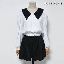 코인코즈 카라넥 허리 밴딩 퍼프 블라우스 (IY2SB2060)