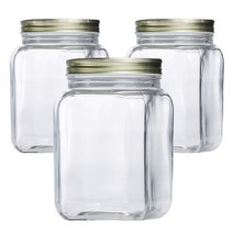 아트웨어 글라스 사각 캐니스터 유리저장병, 3개입, 700ml