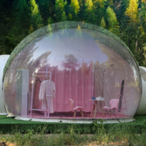 투명 에어 공기 원형 돔 텐트 캠핑용 야외 하우스, 카모, 3-4인