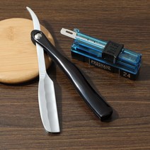 바버샵 일자 클래식 면도기 외날 면도칼 헤어 면도날 억센 수염 바버 전용 빈티지 칼갈기 클래식 남자 수동, [박스] 원 블랙+수입 칼날