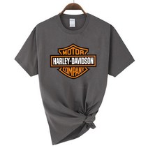 Harley Davidson 할리 데이비슨 여름 남성면 크루 넥 짧은 소매T티셔츠 남자 패션 짧은 소매T셔츠 느슨한 스포츠 캐주얼 탑, S, 어두운 회색