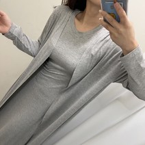 에이치스 꾸안꾸 여리핏 텐션스판 반팔롱원피스 로브가디건세트