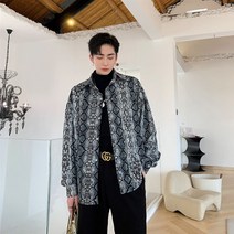 간절기 파이톤 뱀피 셔츠 남 뱀무늬 긴팔 남방