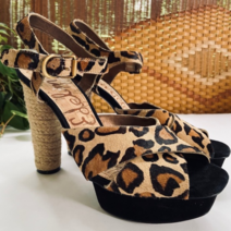 [샘에델만 레오파드 가보시킬힐] Sam Edelman • Leopard Print Jute Heel/12CM킬힐/슬링백힐/레오파드힐/수입킬힐/여자샌들/송치힐/호피무늬킬힐/송치샌들