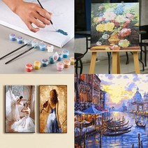DIY 명화 그리기 인테리어 그림 인물 동물 건물 유화그리기세트 직장인 집순이 취미 선물, 불장난