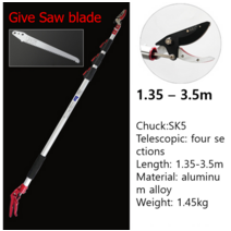 컷쏘 컷소 60cm - 3.5m 높이의 가지 치기 가위 및 텔레스코픽 막대가있는 톱 높은 나뭇 가지를 자르는 정원 수공구 컷쇼 컷소기 커소, 1.353.5m