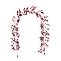 5.9 피트 크리스마스 레드 베리 갈랜드 인공 부르고뉴 레드 핍 크리스마스 갈랜드