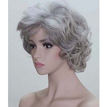 할머니 가발 헤어 액세서리 소품 파티용 노인 연기, 상세참고, 40% 흰머리 약간 블랙색
