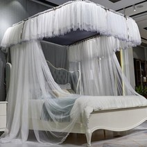 침대 캐노피 모기장 U 자형 트랙 가정용 침실 공주풍 커튼 레이스 예쁜 디자인 여름 궁전 바닥, 옥_1.5m (5 피트) 침대