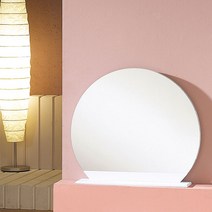 우드웰 스탠드형 원형거울 700 x 600 cm, 화이트