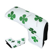 Golf Putter Head Covers Blade Club Headcover PU Leather Protector Cover Black White Fits All Putters, White Green Leaves