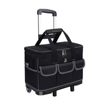 공구 가방 이동식 전기기사 바퀴 출장가방 방수 다용도, 검은색, 15인치