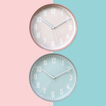 MJK 프리티 무소음 메탈 인테리어 파스텔 핑크 블루 벽시계, 250 프리티벽시계 - 파스텔블루