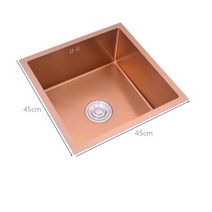 탑볼 주방 싱크대 싱크볼 로즈 골드 싱크 단일 창 카운터 위 sus 304 스테인레스 스틸 수제 싱크 대형 그릇, 45x45cm, 협력사