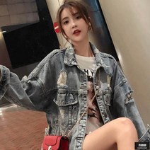 가바바 여성 청자켓 트렌디한 헤짐 빈티지룩 데님자켓 G58454