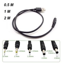 USB A 수 플러그-DC 2.5 3.5 1.35 4.0 1.7 5.5 2.1 전원 공급 장치 플러그 잭 유형 연장 케이블 커넥터 코, 02 0.5 Meter_01 2.5mm x 0.7mm