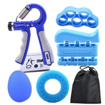 전완근운동기구 악력기 헬스그립 완력기 악력측정기 손목강화운동 5-60kg 조정 가능한 헤비 그리퍼 피트니스 핸드 엑서사이즈 그립 fatgrip 손목 강도 증가 스프링 핑거 핀치, 블루 세트