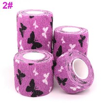 인쇄 된 스포츠 무릎 보호대 4.8m 의료 치료 탄성 붕대 손가락 관절 애완 동물을 위한 자기 접착 랩 테이프 1 개, 7.5cm X 4.8m, 02 2 Butterfly Pink