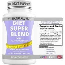 Naturall Nut Diet Pill Super Blend - Garcinia Cambogia 그린 커피 케톤 녹차 알약 여성 남성 체중 관리를위한 다이어트 알약 출시, 120 Count [Pack of 1]