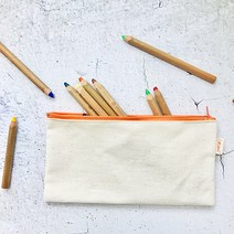 무지 Cotton 100% 친환경 면필통 파우치, 주황