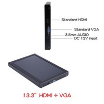 모니터 11.6 인치 휴대용 vga 미니 hdmi 호환 19201080 해상도 태아 쉘, hdmi vga