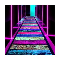 SEBKQ 네온 댄스 플로어 러너 러그 UV 블랙 라이트 반응 미끄럼 방지 카펫 생일 결혼식 레이브(118인치x23인치x0.39인치)를 위한 다크 파티 용품에 빛나는