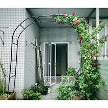 JINGHENG 정원아치 장미 철제 넝쿨 가든아치 정원 가든 용품 전원주택 정원꾸미기 북유럽 스타일3, 블랙  직경 18, 너비 1.4m, 높이 2.4m