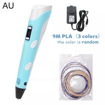 3D펜 원래 DIY 3D 드로잉 펜 LCD 화면 호환 인쇄 펜 PLA 필라멘트 장난감 생일 선물, Bule--AU---9M PLA
