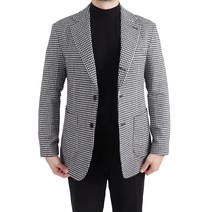 클래식 딜런 울 아웃포켓 하운드 체크 스포츠 스트라파타 싱글 블레이저 자켓 브라운 블랙